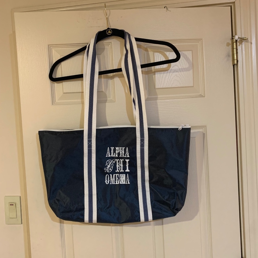 Alpha Chi Omega Blue/White Tote Bag
